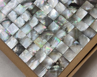 Handmade Seamless Square Black Lip Mother of Pearl Tile Smoky dark 100% Natural Luxury Iridescent Shell Waterproof for Kitchen Bathroom DIY