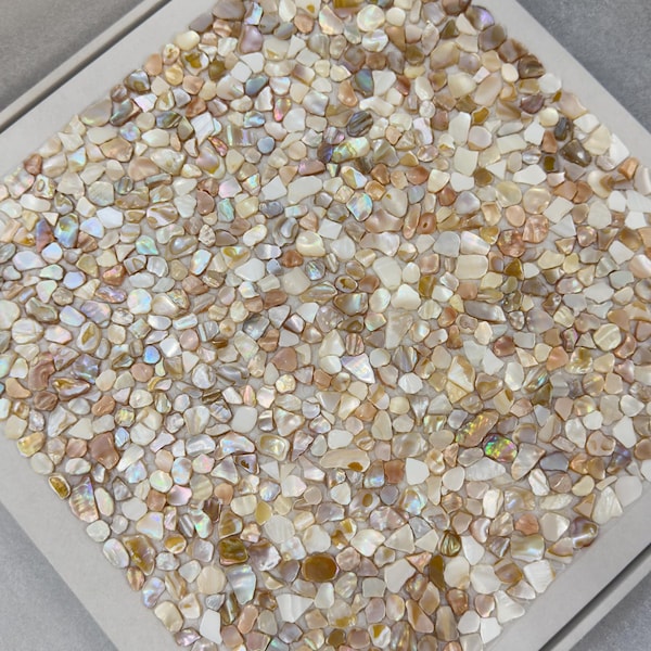 Handmade Pebble PatternMother ofPearl MosaicTile Warm Amber Dapple Tones 100% Natural Luxury Iridescent Shell Waterproof Kitchen BathroomDIY