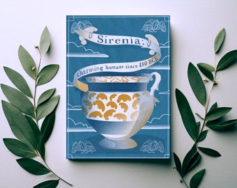 Sirenia - Postcard with illustration of ancient vase with pattern of manatees