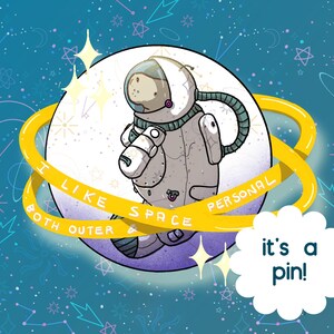 J'aime l'espace à la fois extérieur et personnel. Ensemble d'épingles en acrylique + lamantins astronautes dans l'espace + carte postale