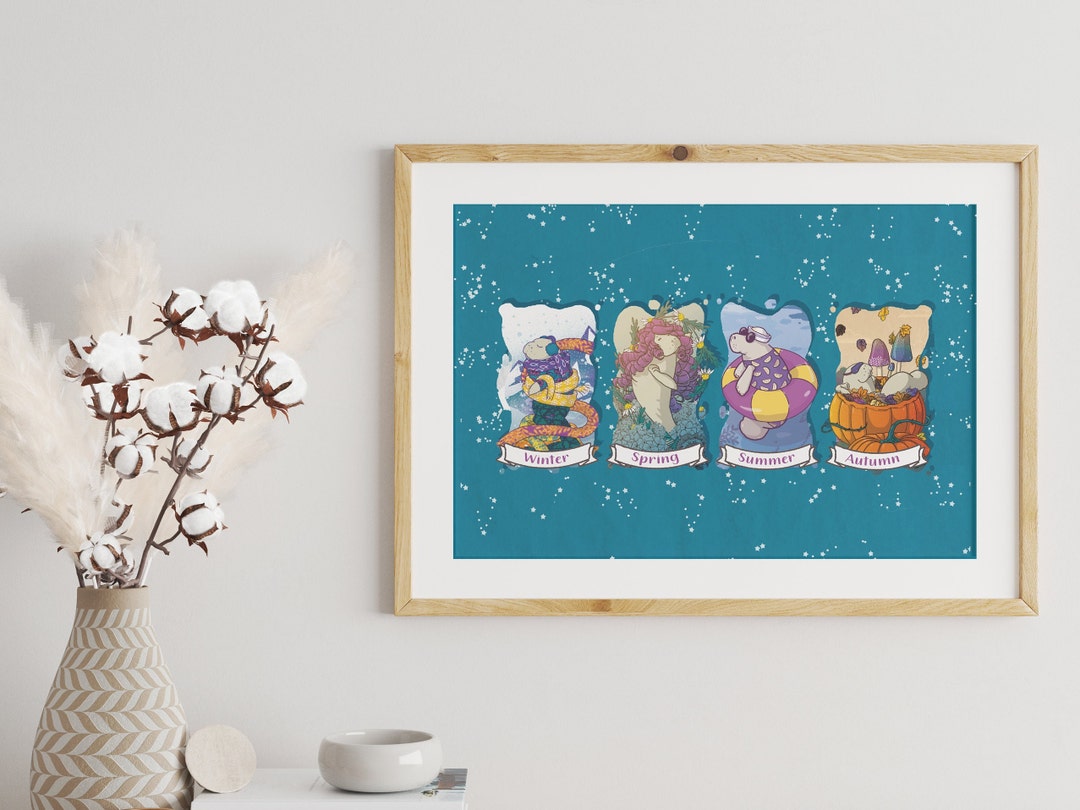 Four Seasons Winter Spring Summer Fall Manatee Poster - Etsy