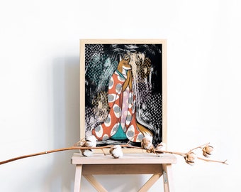 Kitsune fox illustration print A3 poster