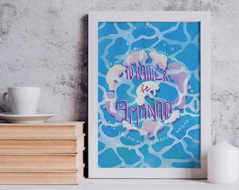 I'd rather be a manatee poster A4 con lamantino lamentino che ha bisogno di una vacanza