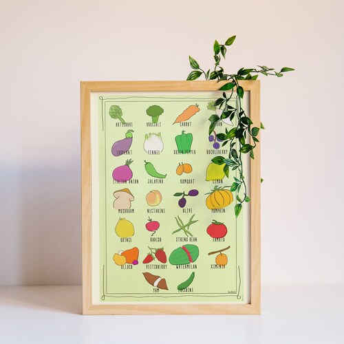 Carte postale d'illustration d'illustration d'alphabet d'un jardinier de fruits et légumes