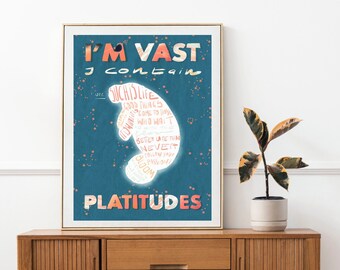 I'm vast I contain platitudes poster con illustrazione