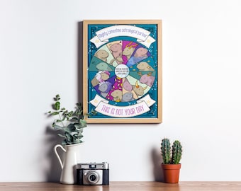 Manatee horoscope poster - "this is not your day" perpetual horoscope works for every sign A3 print