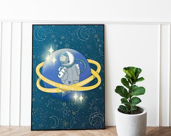 I like space both outer and personal. Astronaut manatee in space illustration A3 poster