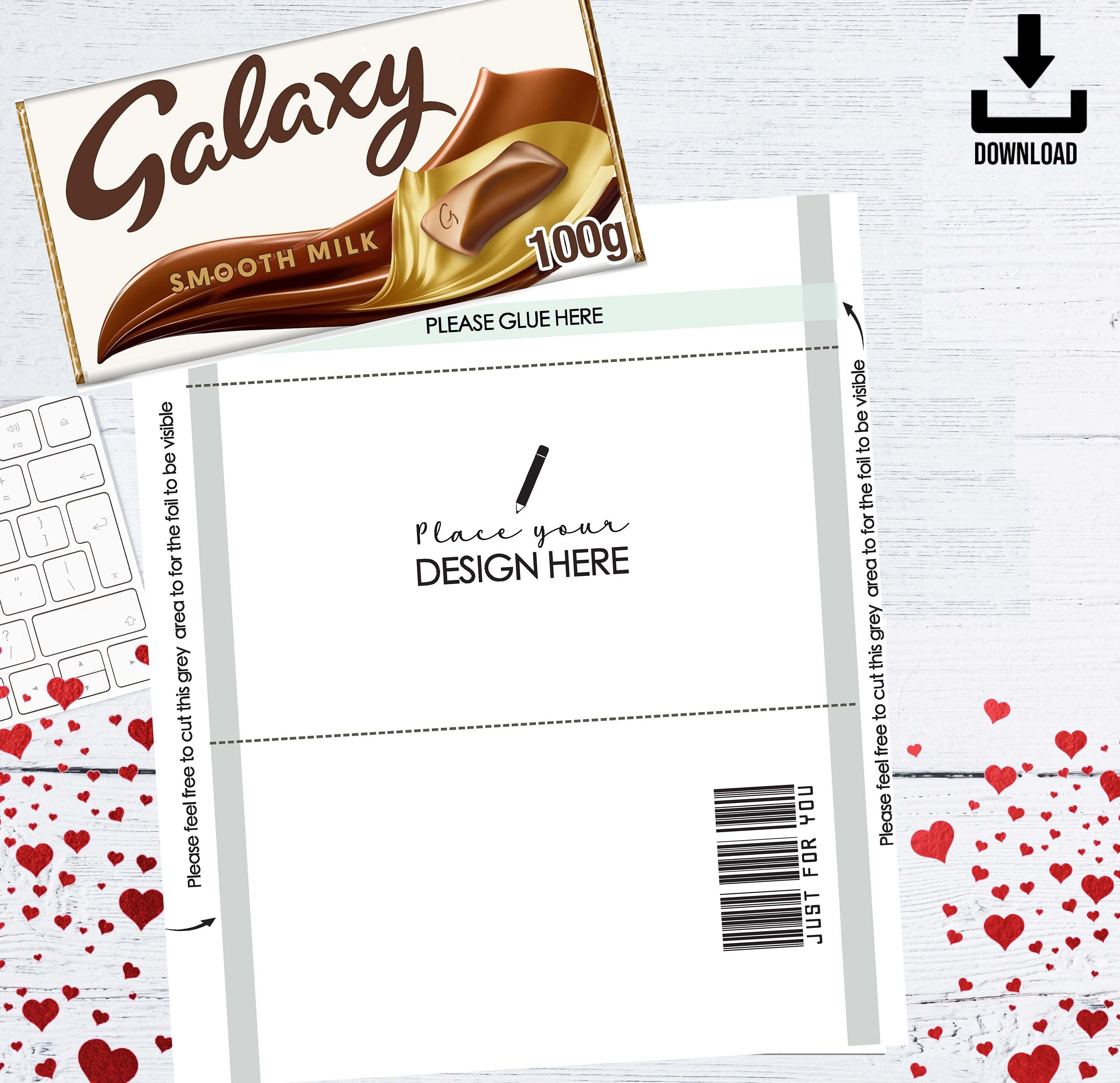 Personalised Christmas Chocolate Bar Wrapper - Self-Adhesive, Galaxy Design With Cat & Santa Theme
