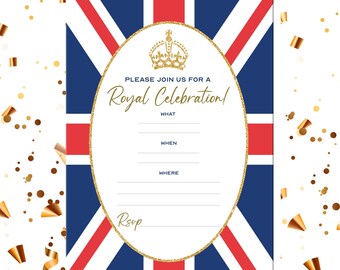 Union Jack Coronation Party Invitation, print at home and fill in the blanks - invite guests to the celebrations in style!