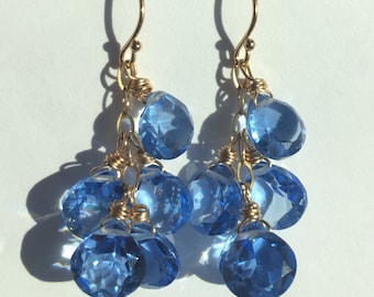 Tanzanite Blue Leverback Earrings, Leverback Optional, Super Sparkly Quartz