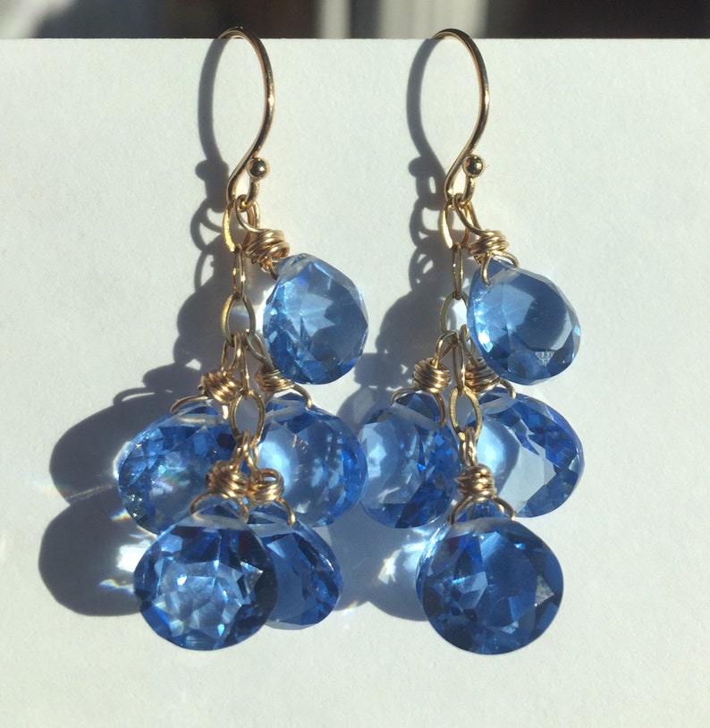 Tanzanite Blue Leverback Earrings, Leverback Optional, Super Sparkly Quartz Bild 1