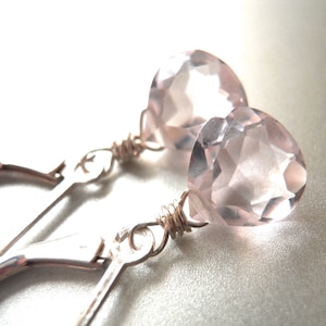 Morganite Pink, leverback earrings, dangle earrings, simple drop, Morganite pink Drop Earrings, Morganite quartz , pale pink earrings, image 1