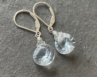 Icicle earrings, Pale Blue Ice Laser Cut Quartz, Dangle Earrings