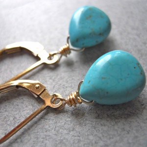 South Shore Petite, Turquoise earrings, Leverback or French Ball Ear wires, Leverback earrings, dangle earrings, drop earring, SPECIAL PRICE