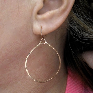 Rose Gold Filled Hammered Hoops, Rose Gold Hoops, Hammered Hoops, Ava Hammered Hoop Earrings in 14K Rose Gold Filled, Size: Small