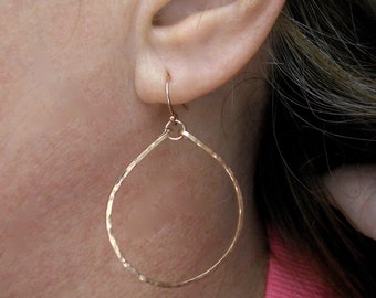 Rose Gold Filled Hammered Hoops, Rose Gold Hoops, Hammered Hoops, Ava Hammered Hoop Earrings in 14K Rose Gold Filled, Size: Small