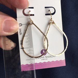 Gold Teardrop Hammered Hoop Earrings, 14K Gold Filled, Teardrop Textured Hoops, Teardrop ...