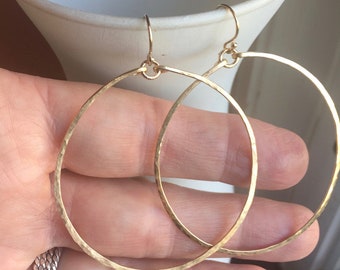 Circle Hoop Earrings, 2" Earrings in 14K Gold Filled, 14k Rose Gold Filled, Sterling Silver, choices, Size 50mm, style Deborah,