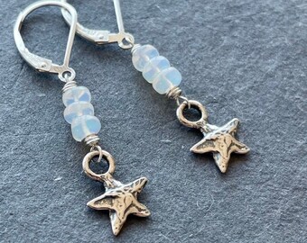 Welo Opal Star Earrings, sterling silver