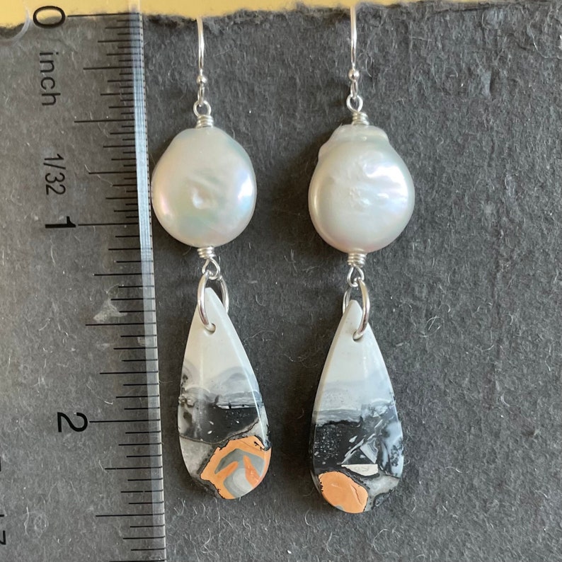 Maligano Jasper and Pearl Earrings, OOAK image 3