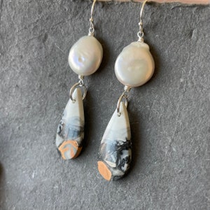 Maligano Jasper and Pearl Earrings, OOAK image 2