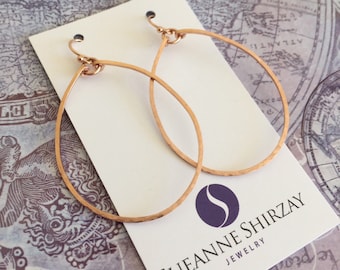 Rose gold Hammered Hoop Earrings, in 14k Rose Gold Filled Wire, Size- Medium, Style- Olivia