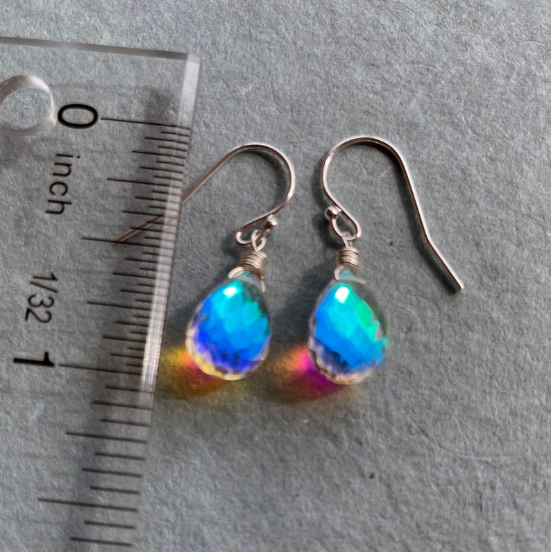 Fire Rainbow Moonstone Teardrop Dangles, leverback option image 3