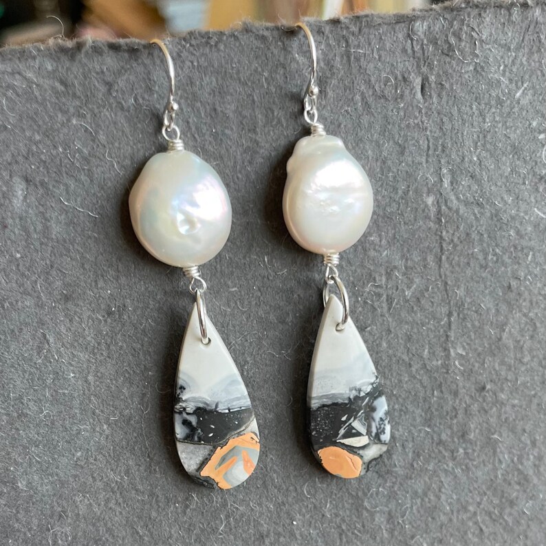 Maligano Jasper and Pearl Earrings, OOAK image 4