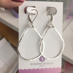 Sterling silver hoop earrings, 14k Rose gold Filled or 14k gold filled Hammered Hoops, Teardrop Hoops, Hammered teardrop, Kristiana