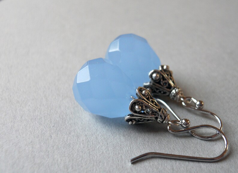 drop earrings chalcedony earrings blue earrings Serenity Blue Chalcedony Drop earrings