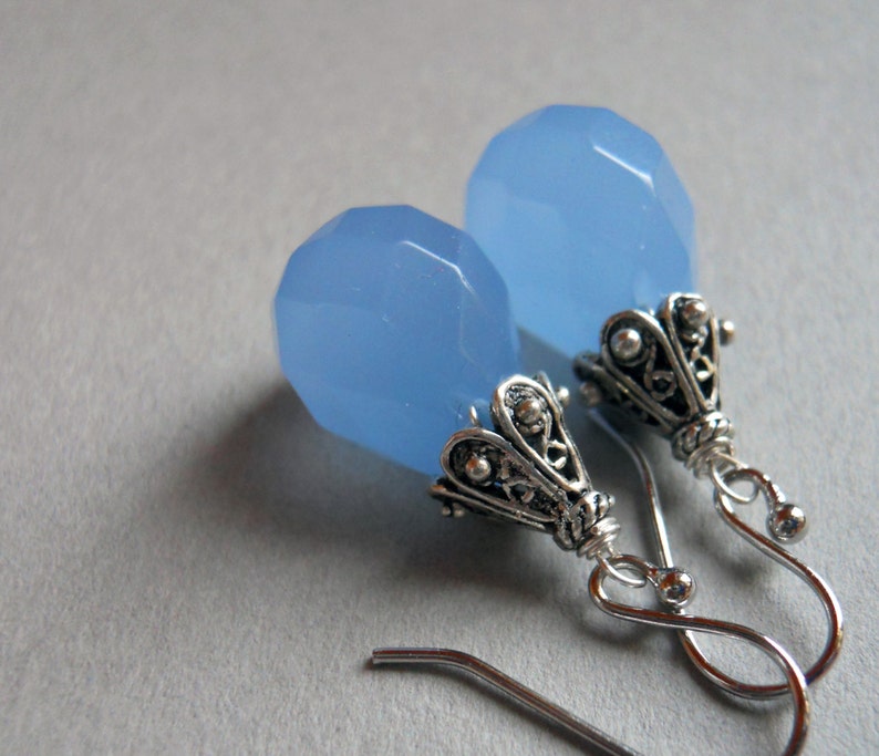 drop earrings chalcedony earrings blue earrings Serenity Blue Chalcedony Drop earrings