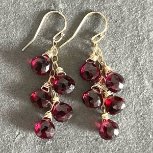 Garnet Dream Rhodolite Garnet Cascade Earrings Christmas - Etsy