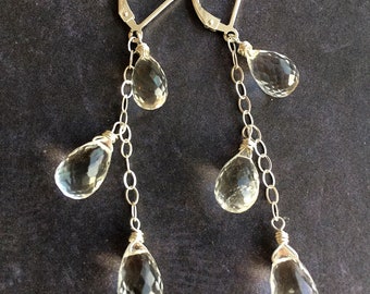Rock Crystal Quartz Teardrop Dangles, Leverback Option