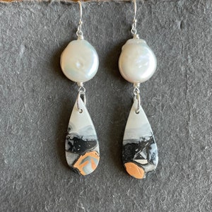 Maligano Jasper and Pearl Earrings, OOAK image 1