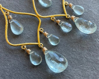Aquamarine gemstone chandelier earrings, Marrakesh, Earrings, Geometric Earrings, Gemstone Earrings