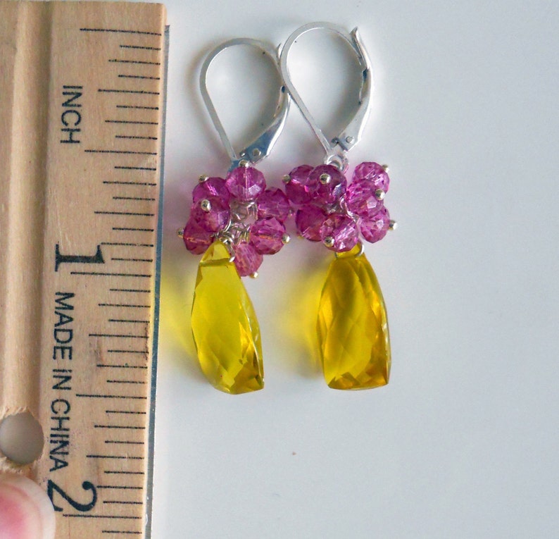 Bright Yellow Lemon Earrings Raspberry Lemonade Pyramid Cut Etsy