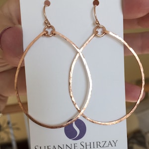 Rose gold Hammered Hoop Earrings, in 14k Rose Gold Filled Wire, Size- Medium, Style- Olivia