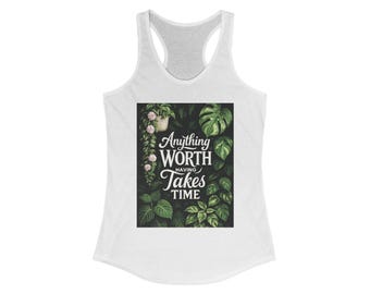Tropical Plant Racerback Tank: Inspirational Quote, Summer Style