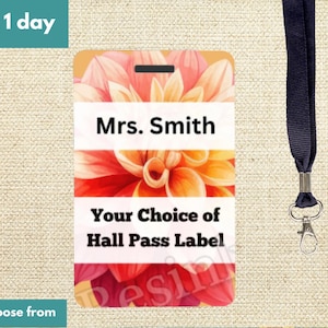 Wildblumen Lehrer Hall Pass Lanyard, Badezimmer Pass, Klassenzimmer Pass, Geschenk für Lehrer Wertschätzung, Klassenzimmer Accessoires