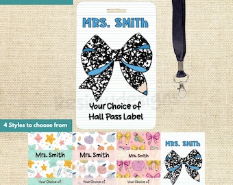 Coquette Teacher Hall Pass Lanyard, Bathroom Pass, Classroom Hall Pass, Gift for Teacher Appreciation, Classroom Accessories Personalized