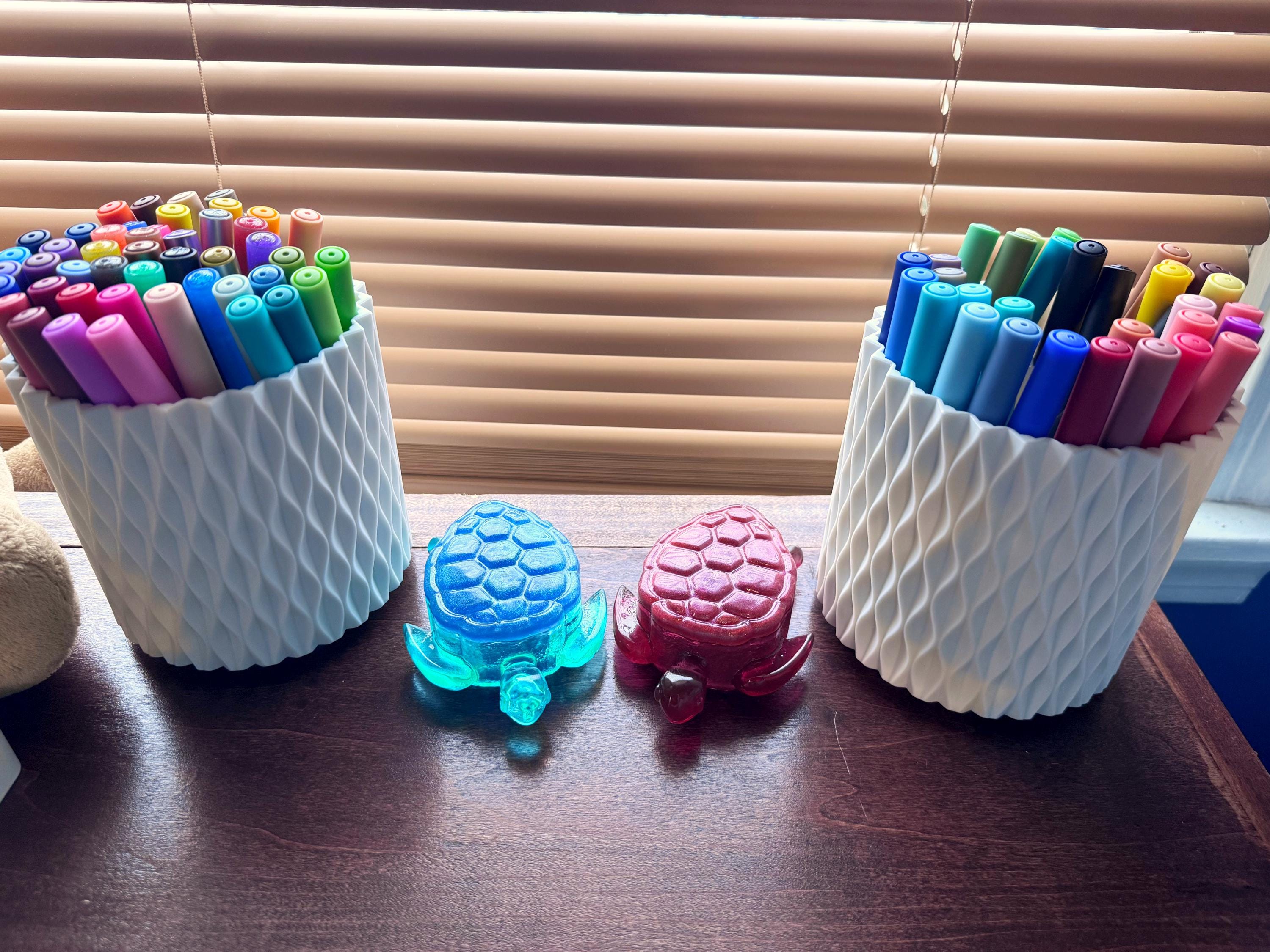 Resin Sea Turtle Trinket Box - Desk Caddy Organizer, Cute Pill Holder ...