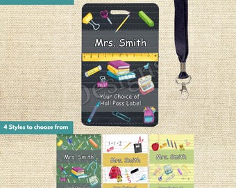 Teacher Hall Pass, Bathroom Pass, Classroom Hall Pass, Gift for Teacher Appreciation, Classroom Accessories, Hall Pass Teacher Lanyard