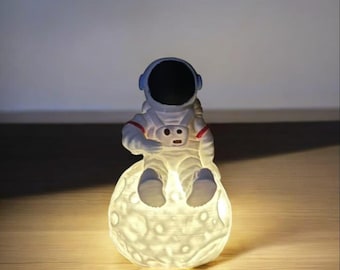LED Light Up Astronaut Figur - 3D gedrucktes Space Decor Nachtlicht