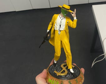 The Mask Figure, Jim Carrey Statue, 90s Movie Collectible, Hand-Painted Figurine, Comic Book Fan Gift, Desk Decor