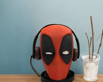Deadpool Headphone Stand - 20cm - Great for Gaming & Office Decor - 3D Printed - Paintable - Gamer Gift