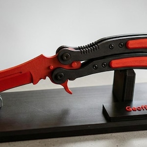 3D Printed Butterfly Trainer | Colorful Safe Knife | Cosplay & Display Prop | Personolized Custom Stand Knife + Custom Stand