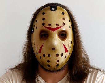 Jason Hockey Mask – 3D Printed Horror Cosplay Prop, Hand-Painted Movie Replica, Halloween Costume Accessory