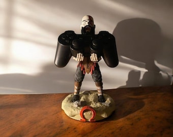 Kratos Controller Holder, God of War Gamepad Stand, Gamer Gift for Him, Gaming Setup Accessory, Desk Organizer for PS5/Xbox