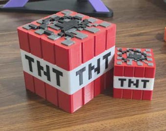 Minecraft TNT Keychain 3D Printed | Pixel Game Keyring | Gamer Gift | Handmade PLA Accessory