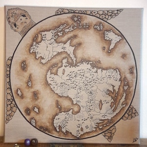 Carte du Disque Monde de Terry Pratchett sur toile en, lin